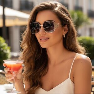 🦋 Butterfly Embellished Square Frame Sunglasses